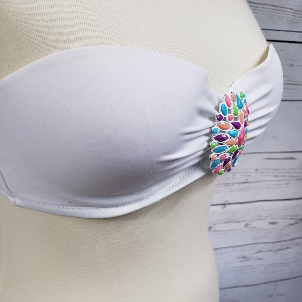 [SOLD] Victoria's Secret White Jem Bandeau Bikini - Picture 3 of 5